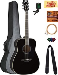 Yamaha FG-TA Transacoustic Guitar - Black Bundle with Gig Bag, Tuner, Strings, Strap, Picks, Aust...