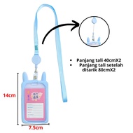 PTT Name Tag Lanyard Gantungan Kartu Motif Kucing Akses MRT Busway E-Money Flazz BRIzi Bentuk Karakt