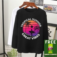  Tropical summer grafik t-shirt baju lengan panjang 3XL viral perempuan women men cotton/Plus Size/long sleeves
