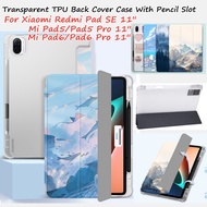 Shockproof tri-fold Transparent TPU cover case for Xiaomi Mi Pad 6 Pro Mi Pad 5 Pro 11 inch Redmi Pad SE 11'' colouful tablet case