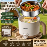 Nathome 1.8L Multi-Purpose Electric Cooker | Non-Stick Hot Pot | Steamer | Fry, Boil & Soup Pot | 60