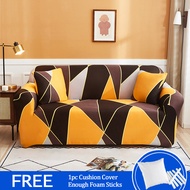 （L Shape Need To Buy 2 PCS）Sofa Cover Stretchable Universal L Type L Shape Sofa Cover Set Armless Sofa Seat Cover Sala Set Cover Elastic Sofa Cover Couch Cover Set Cover for Sofa 1/2/3 Seater with Free Pillowcase Foam Stick