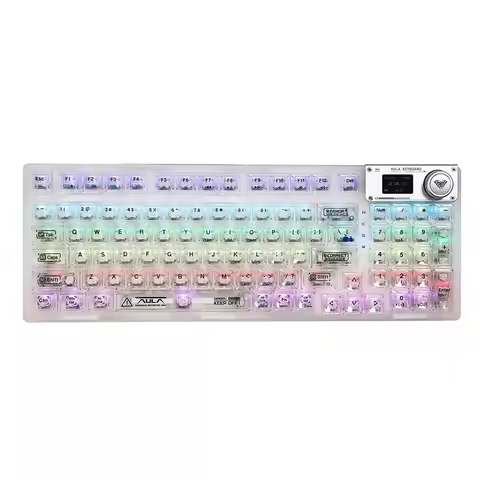 AULA F98pro Wireless Gaming Keyboard RGB Backlit Full Keys Hot-swappable Transparent Keycaps Cherry