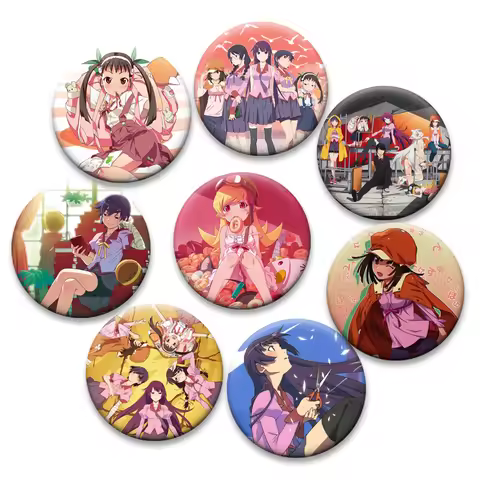 Anime Bakemonogatari Pin Hanekawa Tsubasa,Sengoku Nadeko,Hachikuji Mayoi Badge Senjougahara Hitagi,O