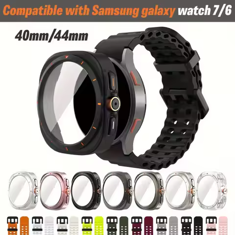 2pcs Accessories Set for Samsung Galaxy Watch 7/6 (40Mm/44Mm) - Ultra-Look Protective Case HD Temper