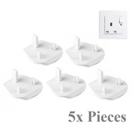 3 Pin Plug Socket Safety Cover 5 Pieces Child Proof Protectors for Home School Office Shops