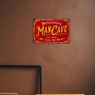 Personalized Man Cave Sign - Custom Name Aluminum Metal Art 8x12 Inch, Vintage Wall Decor for Shed, 