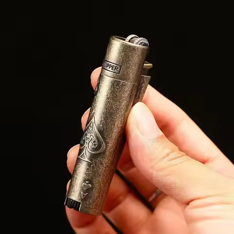 New Clipper Spades A Metal Wheel Flint Inflatable Lighter Fireless Butane Gas Jet Torch Lighter Port