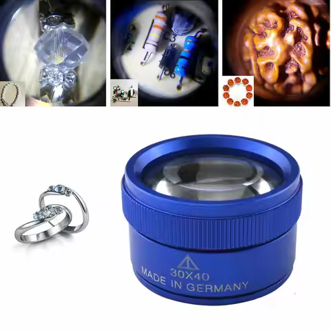 30X Dual Lens Magnifier - 40mm Full Metal Desktop Magnifying Glass with 2HD Optics (Compact Repair T