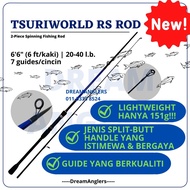 [NEW BARU] TsuriWorld RS 6 Feet Kaki 6 Inch Inci (6'6") 20-40 lb 2-Piece Spinning Fishing Rod Dreama