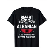 KATUN Albania Men's Pride T-Shirt - Funny Slogan 'Smart & Handsome Albania People' - 180gr Thick Cot