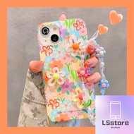 UNgirlCuteVintage Casing Flower Tulip Cartoon DIY 3D Doll Floral Bracelet Case Compatible for IPhone