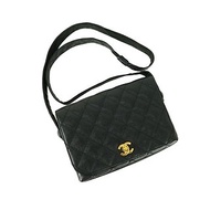 良品 CHANEL Black Caviar Leather Vintage Shoulder Bag - 01373