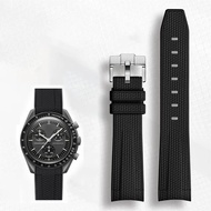 Tali Jam Tangan Karet ปลายโค้งสำหรับ Rolex Omega X Swatch ร่วม Moonwatch กลุ่มดาวกันน้ำ20มม. สายนาฬิ