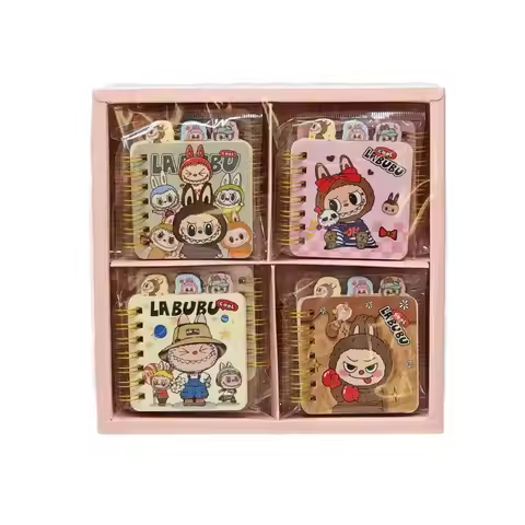 LABUBU spiral-bound categorized notebook mini color pape booklet student cartoon cute notebook 72*72