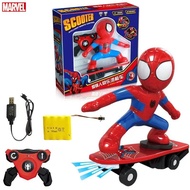 Avengers spiderman automatic rotation flip skateboard acoustic-optical electric car music stunt toy scooters for kids toy
