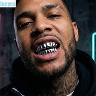 LACYES Teeth Grillz Top Bottom Set, Glossy  Eco-friendly Copper Teeth Grillz Caps, Trendy Shiny  Sil