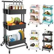 MYB_ 3 Tier Multifunction Storage Trolley Rack Office Shelves Home Kitchen Rack With Wheel