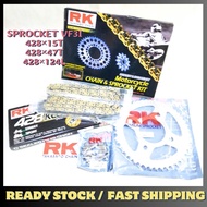 SYM VF3I VF3 VF3i 185 RK MOTORCYCLE STEEL CHAIN AND SPROCKET SET 428×124L / 15T / 47T RK ORING SPOCKET