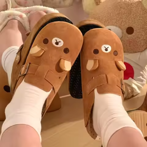 Durable Thick Bottom Rilakkuma Women's Shoes Cartoon Height Increase Anime Periphery Retro Cute Rila