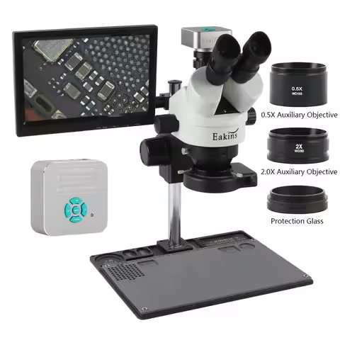 7X 45X Zoom Industrial Simul-focal HDMI USB 4K 2K 48MP Camera Stereo Trinocular Microscope Aluminum 