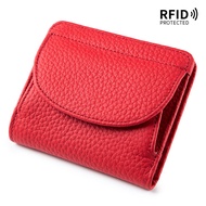 BANYANU มินิผู้หญิงกระเป๋าเงินเหรียญต่อต้าน RFID ออกแบบที่เรียบง่ายขนาดเล็กกระเป๋าสตางค์หนังแท้สำหรับผู้หญิงสีเขียว