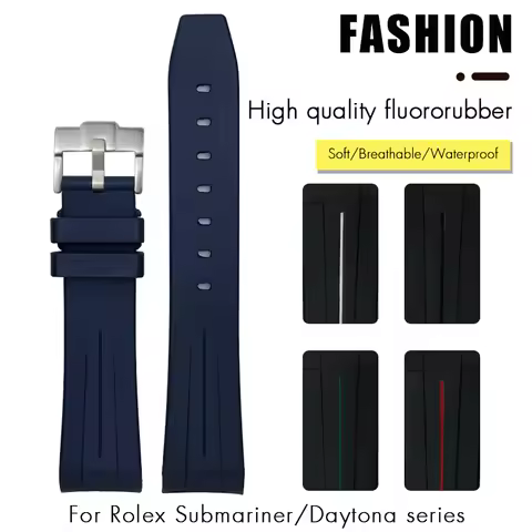 18mm 19mm 20mm Curved End Fluororubber Watchband Fit for Rolex Submariner Daytona Explorer GMT Water