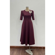 MY WAY Women's Party Swing Dress Long Sleeve Elegant Flower Applique 2MD08165H