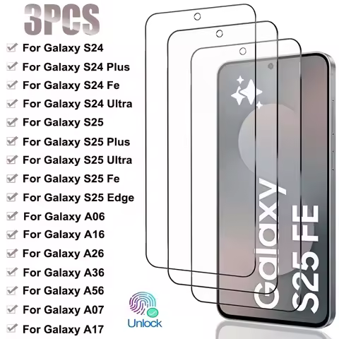 3PCS Tempered Glass For Samsung Galaxy S24 S25 Plus Ultra S25 Edge Fe Screen Protector For Samsung A