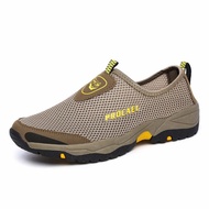 Sepatu Hiking Pria Casual Slip On Tanpa Tali Gunung Outdoor - Khaki