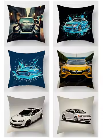 Modern Simple Car Illustration Pillow Cover Bedroom Cafe Decoration Applicable Car Cushion Cover 40x