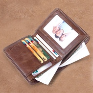 2023 New Mens Wallet First Layer Cowhide Wallet Mens Short Genuine Leather Ticket Holder Ultra-Thin 