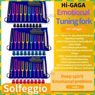 Color Tuning Fork 9 Tuning Fork Set solfeggio Emotional Tuning Fork Set 174HZ528HZ963HZ Healing Tuni