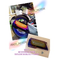 MT15 MUFFLER COVER MT15 EXHAUST COVER WITH SCREW TITANIUM BLUE + GOLD