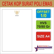 Cetak Kop Surat Poli Emas Hot Print Garuda Logo Instansi Murah & Cepat