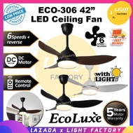 ECOLUXE E306 42" 3 Blades DC Motor Baby Fan With 3 Color LED Remote Control Ceiling Fan /FANCO ARTE 