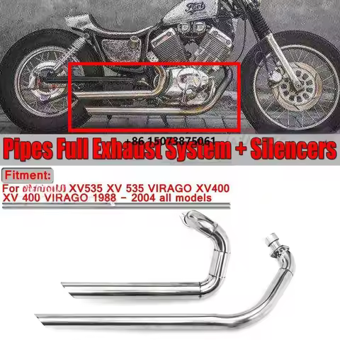 XV535 XV 535 Motorcycle Muffler Pipe Full Exhaust System+Silencers for XV535 XV 535 VIRAGO XV400 XV 