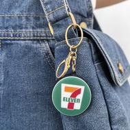 Keychain Creative Charm Luminous Round Light Bag Pendant 711 Convenience Store Sign