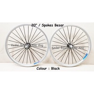Rim 20" basikal alloy spokes / jejari besar disc rotor  untuk basikal folding bike , BMX mini mtb 20