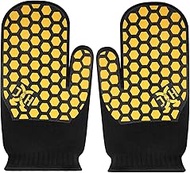 JH Heat Resistant Oven Glove:EN407 Certified 932 °F, 2 Layers Silicone Coating,Oven Mitts For Cookin
