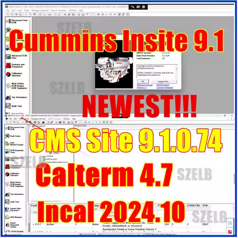 Newest Cummins Insite 9.1 CMS Site 8.9 Calterm 4.7 incal 2024.10 files Engine Diagnostic Software wi