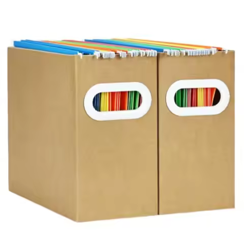 Hanging File Organizer, Cardboard File Folder Organizer for, Desk Documents Storage Box, Portable Fi