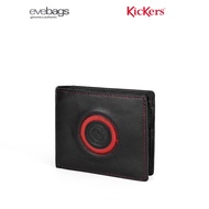 KICKERS Full Grain Cowhide Men Bi-Fold Top Flip Short Wallet with Zipper Coin Pocket KK00-KWLE81307