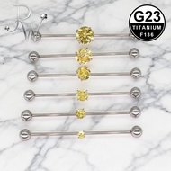 1.6mm Yellow Rhinestone Industrial Barbell Piercing Ear Stud F136 Titanium Barbell Piercing Body Jew
