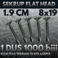 GILISHOP SDS fh Flat Head Screw/ 8x19 (1.9cm) (1 box Contains 1000 pieces) - Flat Head GRC Screw/ Fl