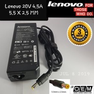 Lenovo Charger Laptop 20 V 4.5A Tip Size 5.5 × 2.5 mm Standart Socket