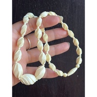 Ivory necklace with clear pattern and twisted beads, 7 - 15 mm long, 47 cm long, Japanese quality tw