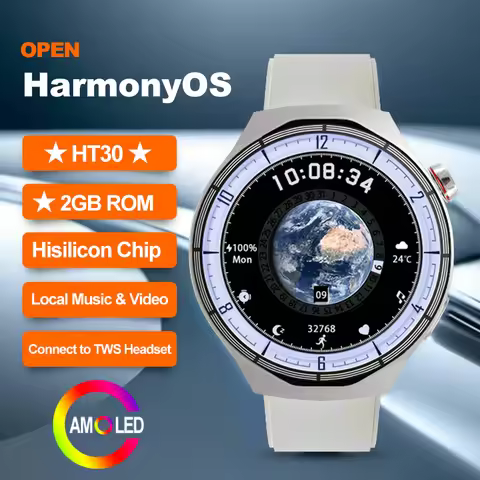 HT30 OPEN-HarmonyOS Smart Watch AMOLED 2GB ROM Men Sport Watches Local Video Custom Dials NFC Heart 
