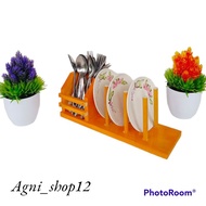 KAYU Glass RACK SPOON RACK WOODEN RACK SET GLASS RACK NATURAL WOODEN RACK PLATE RACK WOODEN GLASS RA
