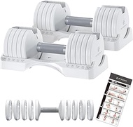 BYZOOM FITNESS Adjustable Dumbbell – 12.5/25lb Single Unit OR Set of 2 – 5-in-1 Adjustable Weight fo